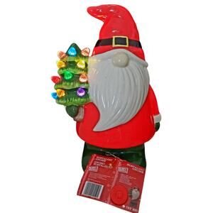 Ceramic -Christmas Tree -Gnome -Santa Claus -LED -Lighted -Holiday Decor -12 in